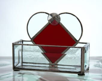 I Heart You Stained Glass Business Card Holder