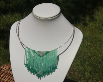 fringe necklace tribal necklace fringe choker fringe jewelry boho chic necklace summer outdoors her birthday fringe statement summer party