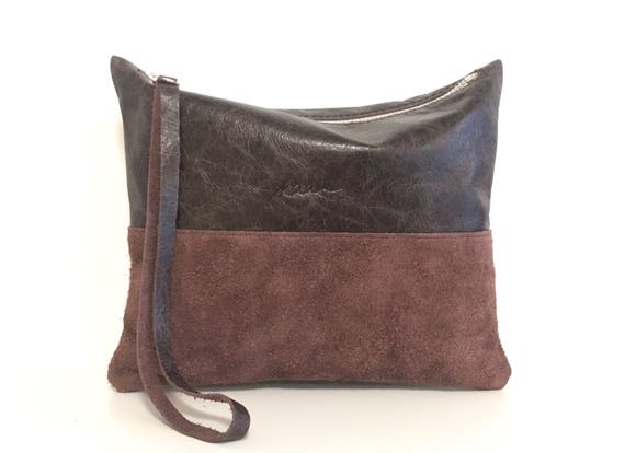 Leather pouch brown, brown leather purse, small leather bag brown