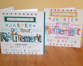 Retirement special card personalised card for retirement male retire card female retire card