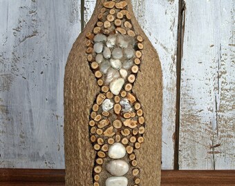 Original Art Vase of old bottle.Home decor.Rustic Home Decor