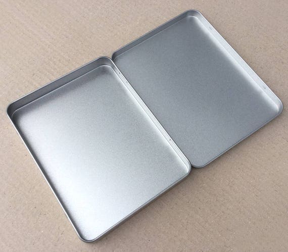 Rectangular Metal Tin Blank Hinged Tin Color Silver 350ml