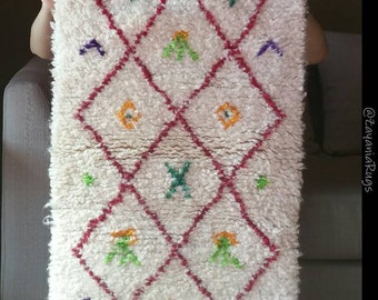 30% off BENI OURAIN rug small cute "Passionfruit" Moroccan carpet for bedside children room nursery office living room authentic beni