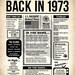 Back In 1973 Newspaper-Style DIGITAL Poster 1973 Birthday