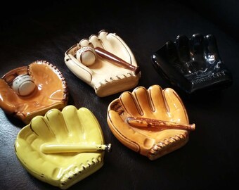 Vintage baseball glove ashtrays
