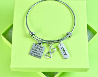 Daughter-In-Law Gift ~ Wedding Jewelry / Mother's Day Gift / Birthday Gift ~ Adjustable Charm Bracelet