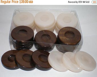 For Sale 30 Brown & White Backgammon Checkers - Chips 1.4 inches - High Quality