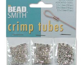 Crimp Tube Beads Size Assortment for Crimping Beading Wire // Sizes in Assortment 1.5mm, 2mm, & 2.5mm Choice of Silver OR Gold Plate 475