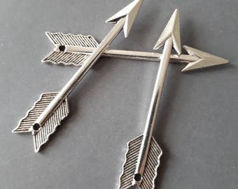 4pcs-2 sided Arrow charm- silver tone 2.25" Arrow charm pendant