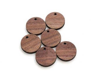 Black Walnut Circle Shape Zipper Pulls - 1 1/4" Laser Cut from Sustainable Harvest Wisconsin Wood . Timber Green Woods
