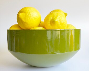 green enamel mixing bowl; Copco Michael Lax Design; midcentury enamelware bowl