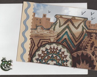 Unique Southwest Pueblo Indian Handmade Greeting Card Just-A-Note