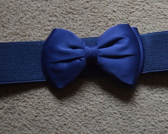 Bow cinch belt ,Wide elastic stretch corset belt, cinch belt with big bow,pink belt,blue belt , 24 inch to 32 inches , Royal blue belt