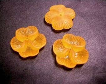 12pc acrylic flower shape bead-orange-3010