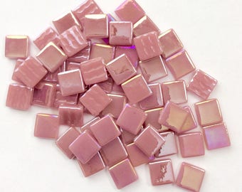 12mm (1/2") Rose Pink PEARLIZED Recycled Glass Mosaic Tiles//Mosaic Supplies//Craft Supplies//Mosaic Pieces