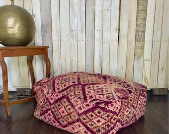 Z O H R A | Vintage Moroccan Pouf | Boujaad Floor Cushion | Bohemian Floor Pillow |Stunning Colours | Eclectic Furnishings | Unique