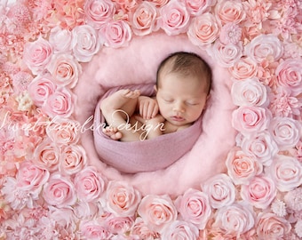 Newborn digital backdrop - Rosa Flower Wall