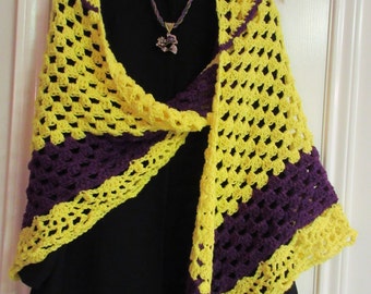 Crochet Shawl: Yellow & Purple Shawl