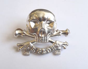 17/21st Lancers Officers Cap/Hat Badge - British Army - Silver Skull - NEW - E312