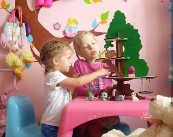 The Tree dollhouse, Wooden tree house toy, Wooden dollhouse, Waldorf toy, Collapsible