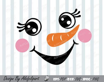 Snowman face,Christmas snowman, Cute Snowman SVG, Christmas Silhouette Cut Files, Cricut Cut, Personal and Commercial Use