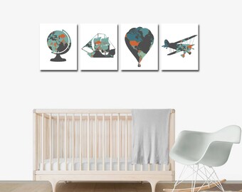 Nursery Decor - Travel Theme Nursery - Travel Nursery Decor - Baby Shower - Travel Nursery - Nursery Wall Art - Hot Air Balloon Nursery