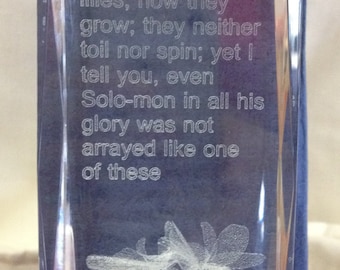 Scriptural Lead crystal Paperweight Luke 12:27