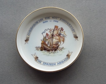 Vintage Royal Doulton Commemorative Pin Dish 400th Anniversary of the Spanish Armada