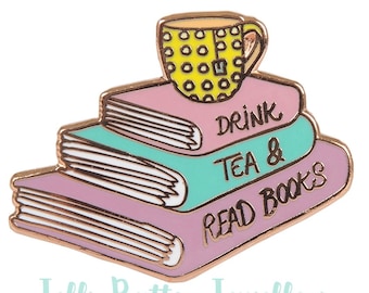 Drink Tea & Read Books Enamel Pin