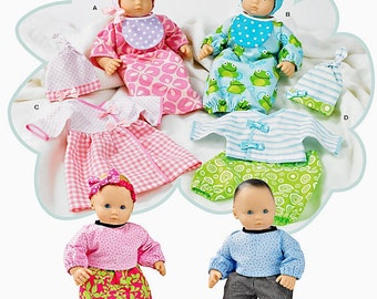 Simplicity 1937, 15" Baby doll clothes pattern, Bitty Baby, Twins, sleepsack, hat, bonnet, bib, booties, dress & top, pants, t shirt, UN-CUT