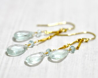 Aquamarine Earrings, March Birthstone earrings, Blue stone Earrings, March Birthday, Gift For Her,