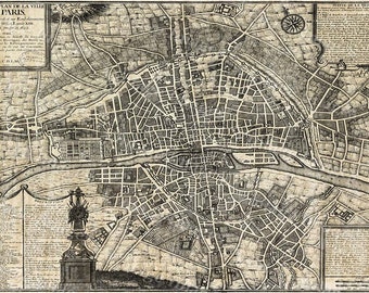 old paris map restoration decor style map of paris historic old world map street map of paris france circa 1705 wall map large paris map
