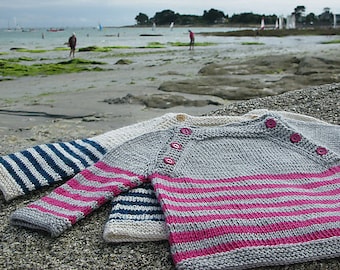 Langoz baby sweater pdf knitting pattern - French & English