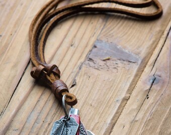 Boho Necklace // Leather Necklace // Feather Necklace // Man Leather Necklace // Guys Necklace // Necklace For Man