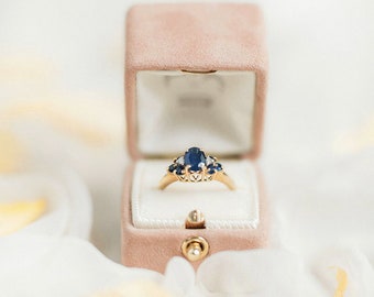 Ring Box Genuine Suede Monogrammed Velvet Vintage Style - 11 COLORS SUEDE - Handmade Vintage Antique Engagement Wedding Proposals Temple