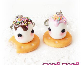 Smores BFF Keychain, Marshmallow Friendship Keychain, Kawaii Best Friend Keychain, Food Friend Keychain, Cute Friendship Gift, BFF Jewelry