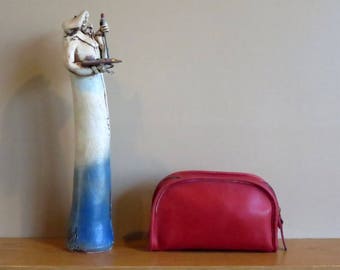 Etsy BDay Sale Coach Cosmetic Case in Red Leather - VGC