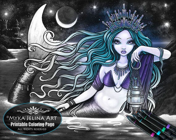 Mermaid in Greyscale from Etsy