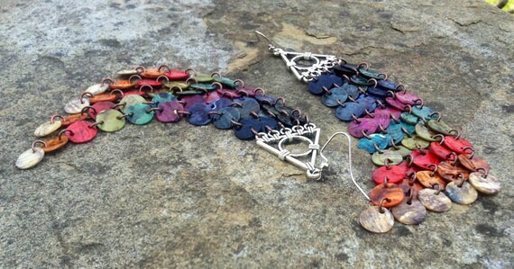 Multicolor Mussel Shell Duster Earrings