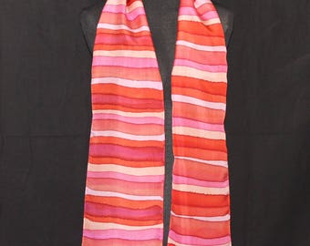 Hand Dyed Silk Scarf Hand Painted Silk Scarf Magenta Pink Orange Habotai Silk Shawl Silk Wrap Gifts for Her