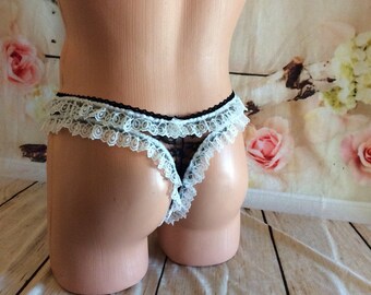 Black and White Sissy Maid Panties with lots of ruffles!