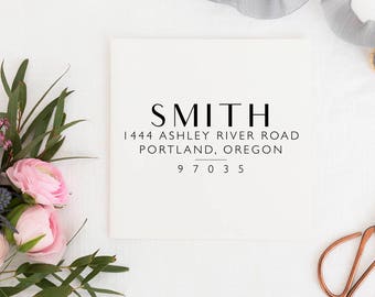 Custom Address Stamp - Return Address Stamp - Wedding Address Stamp - Minimal Address Stamp - Personalized Address Stamp No.126