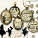 Mad Hatter , Alice in Wonderland Quotes - Printable Digital collage sheets for Bottle Caps and Ovale pendants, Instant Download