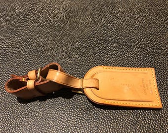 Louis Vuitton Vachetta Leather Luggage Travel ID Tag + Handle Strap