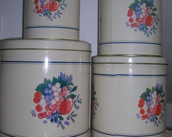 Set of 4 Nesting Tins, 1990 Hallmark Cards, Inc.,Fruit Motif
