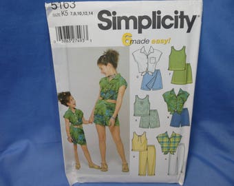 Simplicity 5163, Girls Summer Wardrobe Sewing Pattern, 7 - 14, uncut