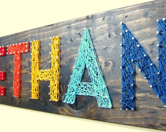 Modern String Art Wooden Name Tablet - 5 letters