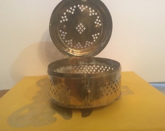 Small Vintage Brass Cricket Box