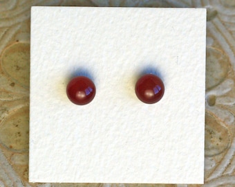 Fused Glass Earrings, Petite, Garnet Red DGE-1054