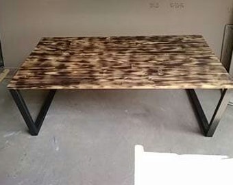 rectangular tube metal industrial coffee table